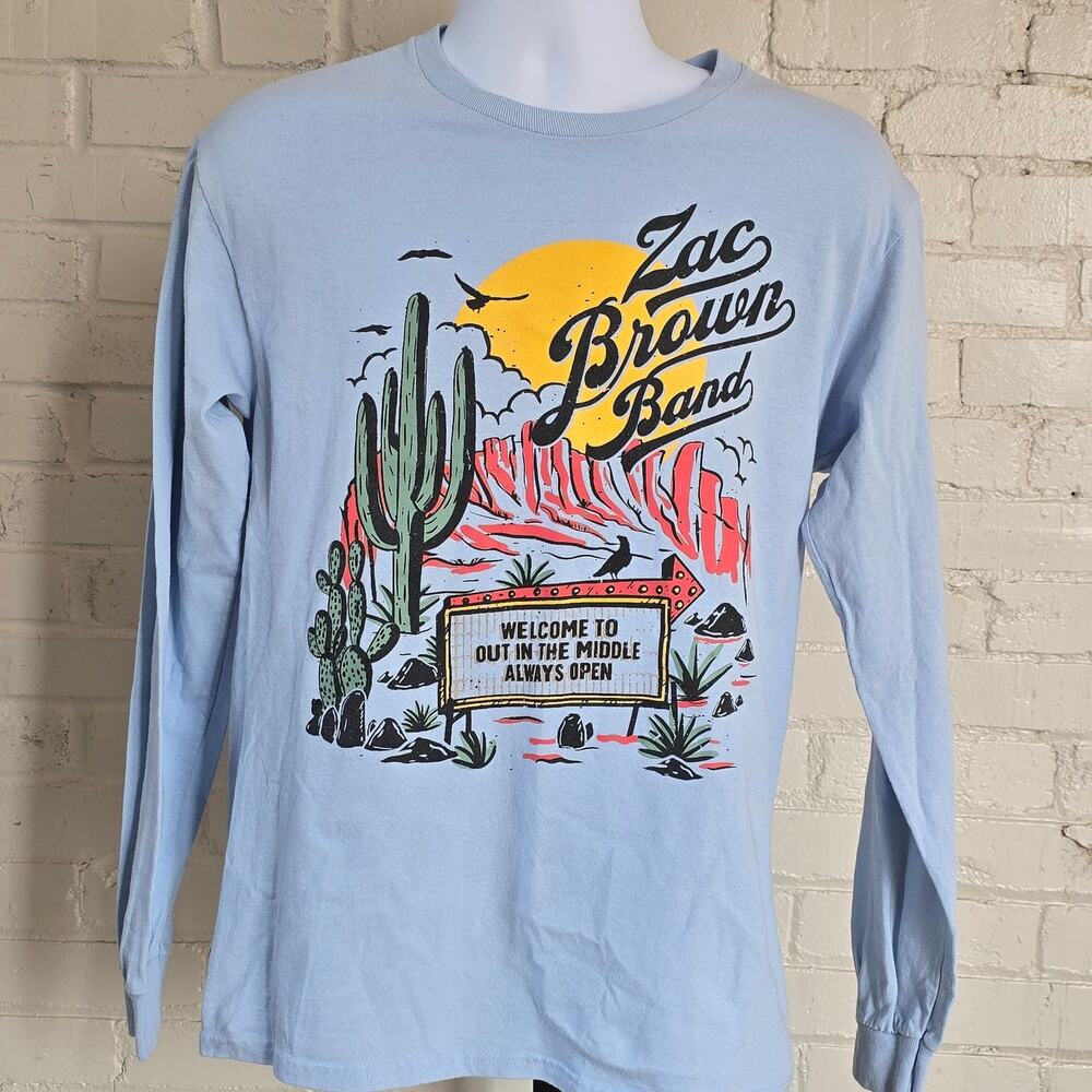 ​Zac Brown Band Out In The Middle Tour 2022 Long Sleeve Shirt Blue Desert Cactus